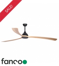 Fanco Sanctuary 3 Blade 86" DC Ceiling Fan with Remote Control in Black with Natural Blades